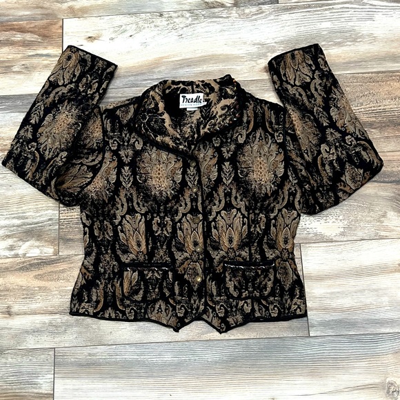 Treadle Design Room VTG Single Breasted Button-Up Long Sleeve Paisley Blazer - Picture 5 of 12